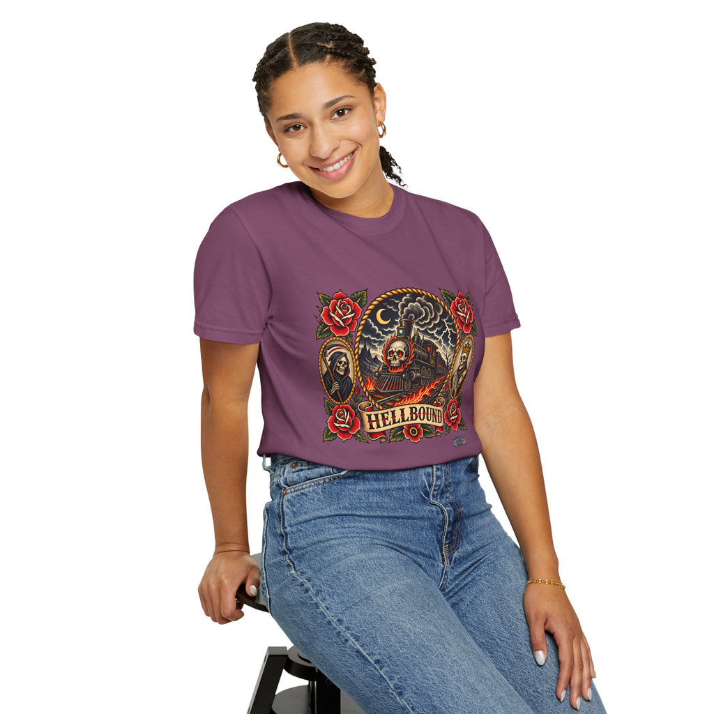 Hellbound Skull Train Tattoo Flash T-Shirt