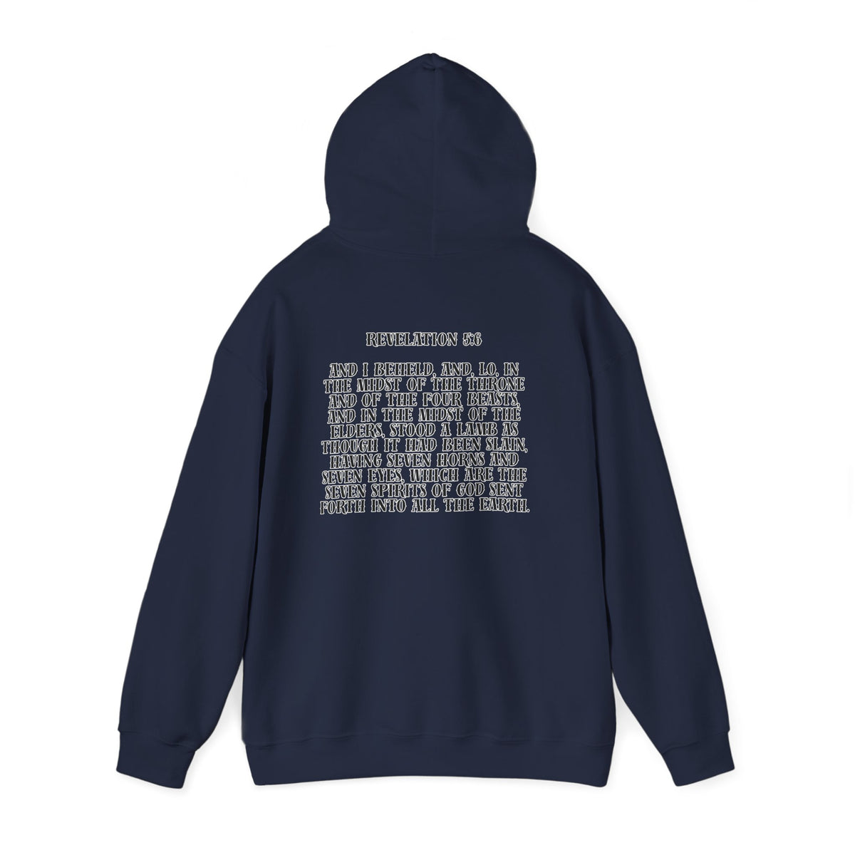 Sacrificial Lamb Hoodie with Revelation 5:6 Scripture Back Print