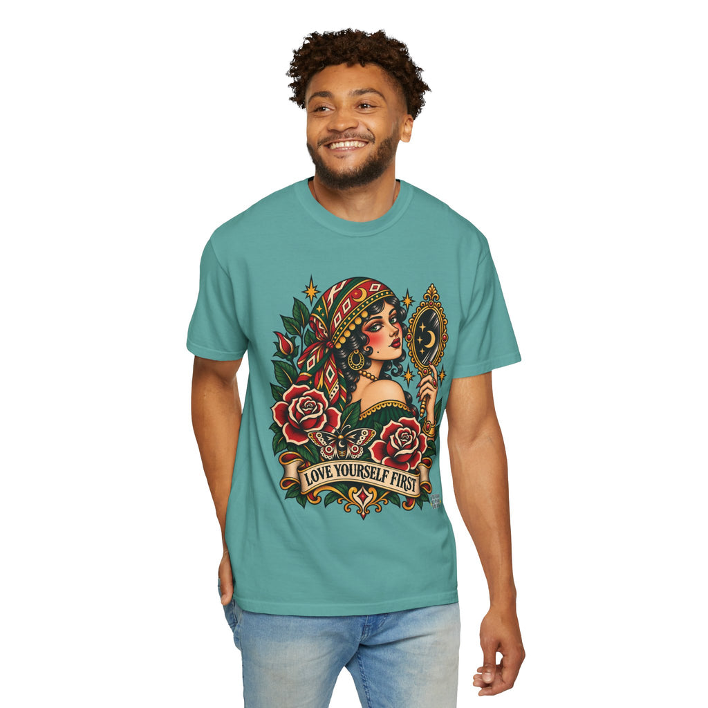 Love Yourself First Gypsy Woman Tattoo Flash Sheet T-Shirt