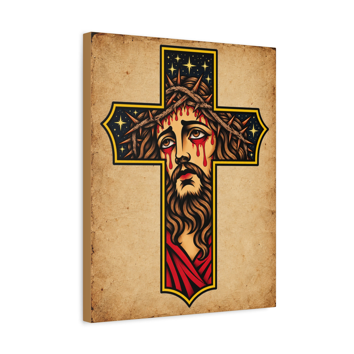 Jesus Christ Cross Tattoo Flash Canvas Wall Art