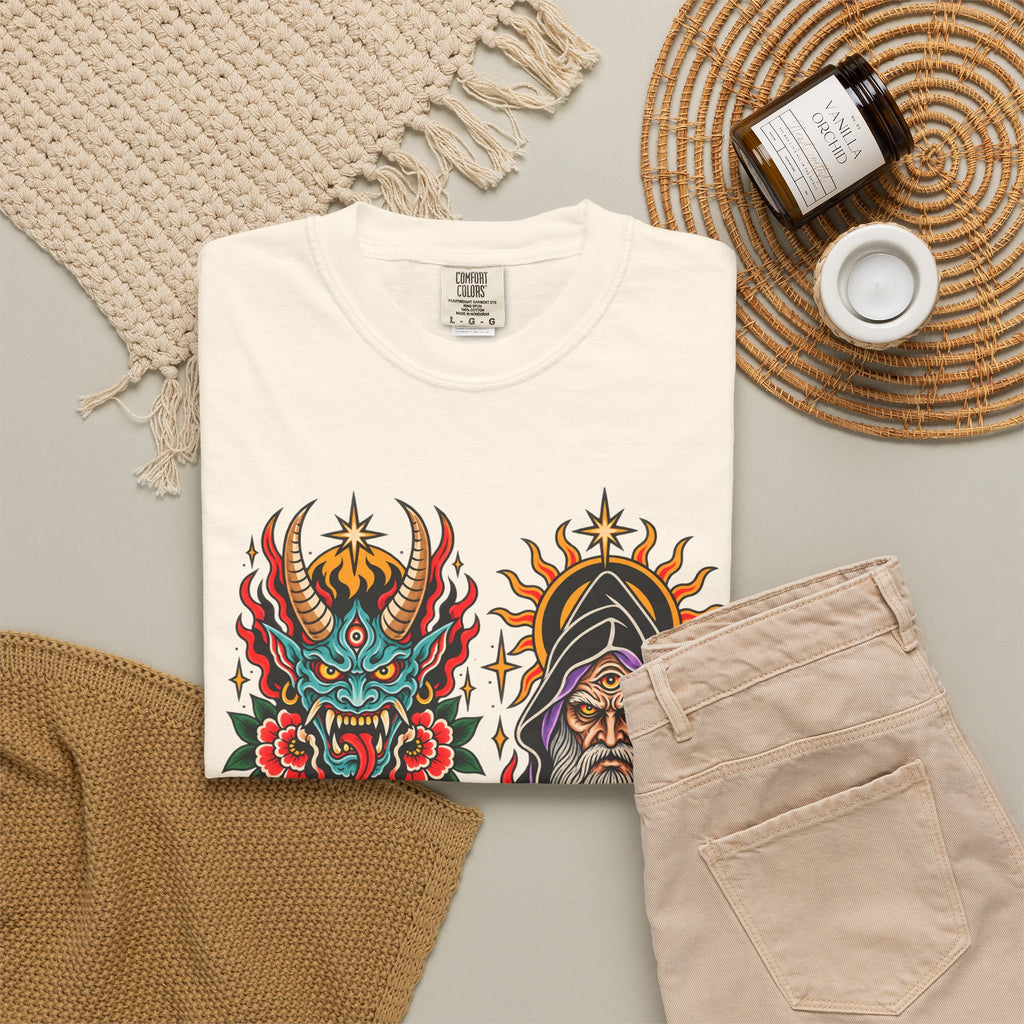 Wizard, Oni and Skull Tattoo Flash T-Shirt
