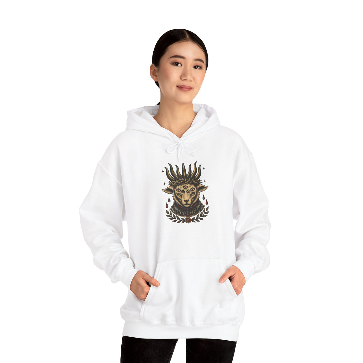 Sacrificial Lamb Hoodie with Revelation 5:6 Scripture Back Print