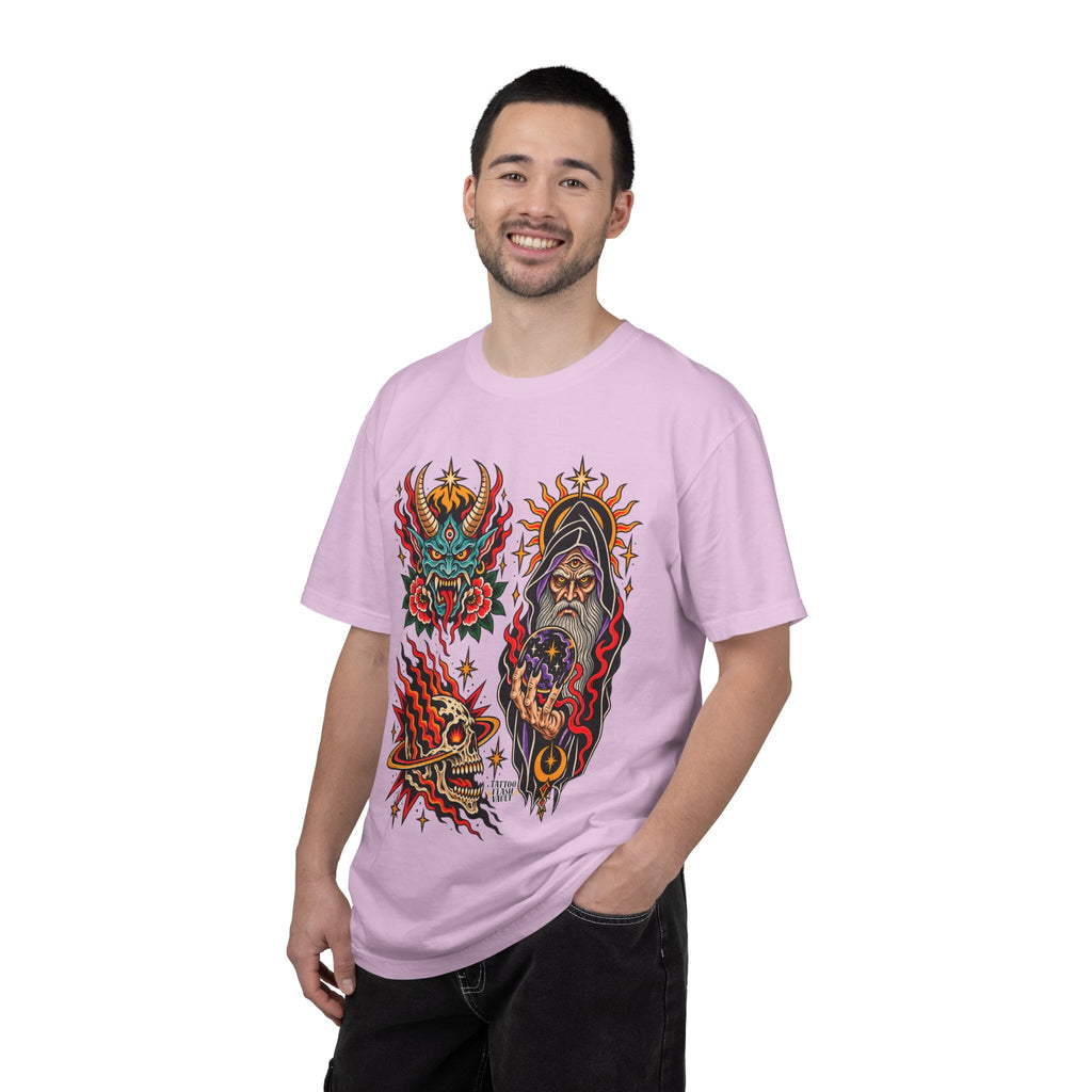 Wizard, Oni and Skull Tattoo Flash T-Shirt