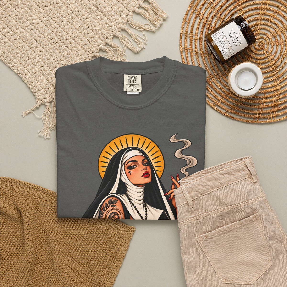 Rebel Nun Tattoo Flash T-Shirt