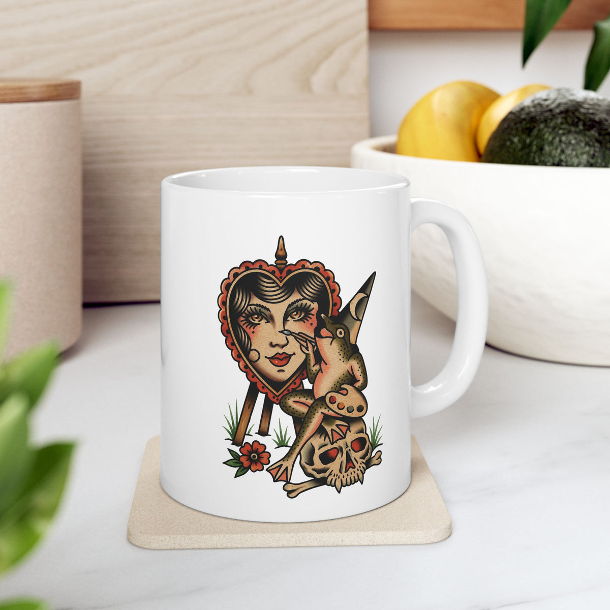 Frog Painter Tattoo Flash Ceramic Coffee Cup