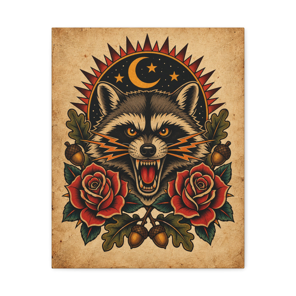 Raccoon Tattoo Flash Wall Art