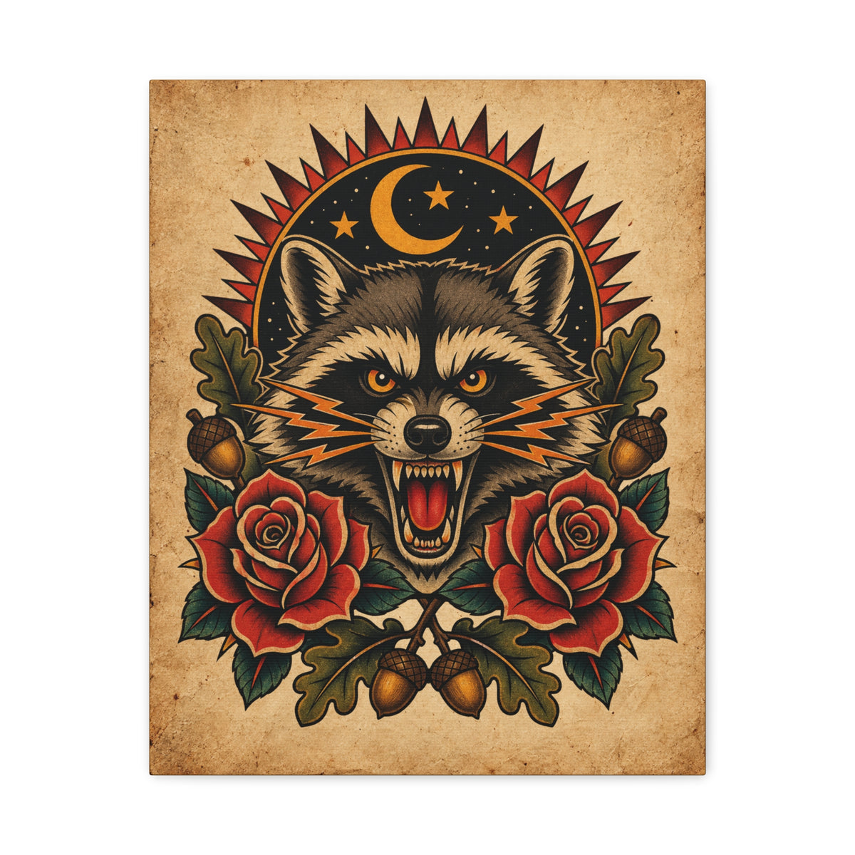Raccoon Tattoo Flash Wall Art