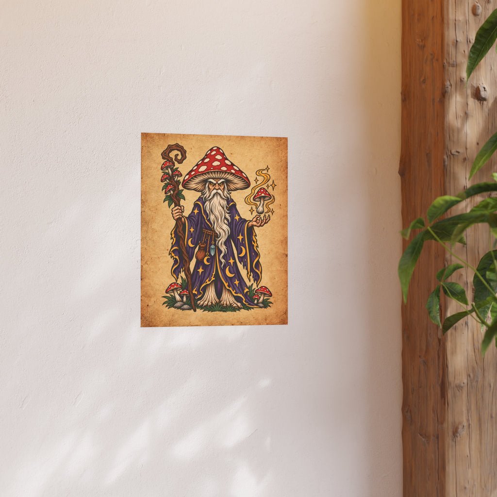 Amanita Mushroom Wizard Tattoo Flash Art Print (8x10 & 16x20)