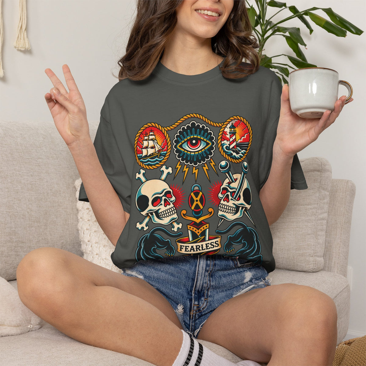 American Traditional Tattoo Flash Sheet T-Shirt