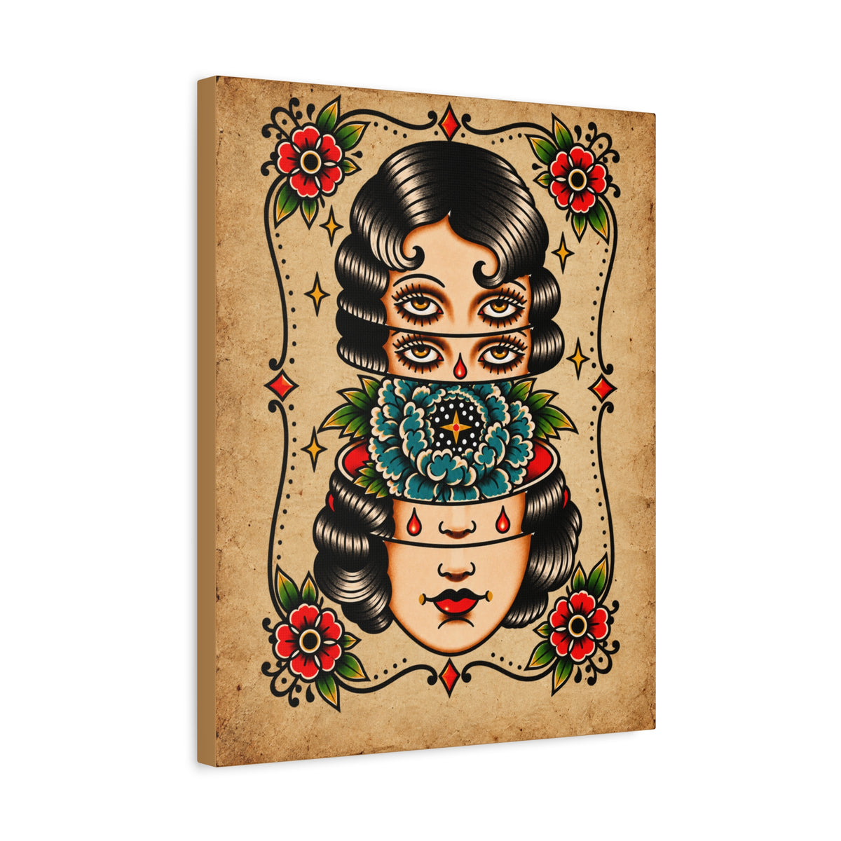 Surreal Floral Tattoo Flash Canvas Wall Art