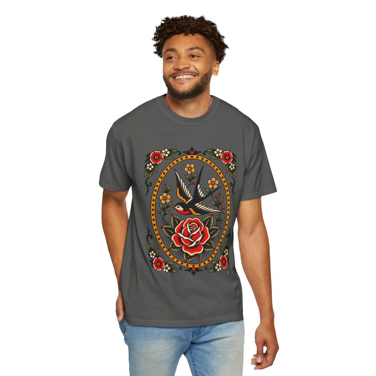 Swallow & Rose Tattoo Flash T-Shirt