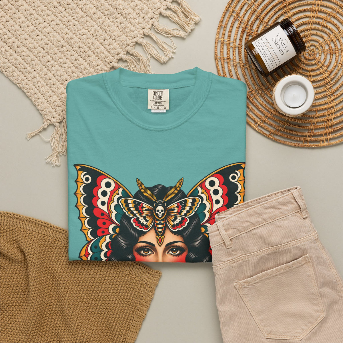Gypsy Moth Woman Tattoo Flash Sheet T-Shirt