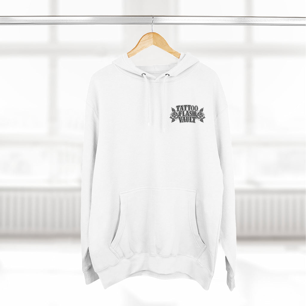 Frog Painter Tattoo Flash Pullover Hoodie (Back Design)
