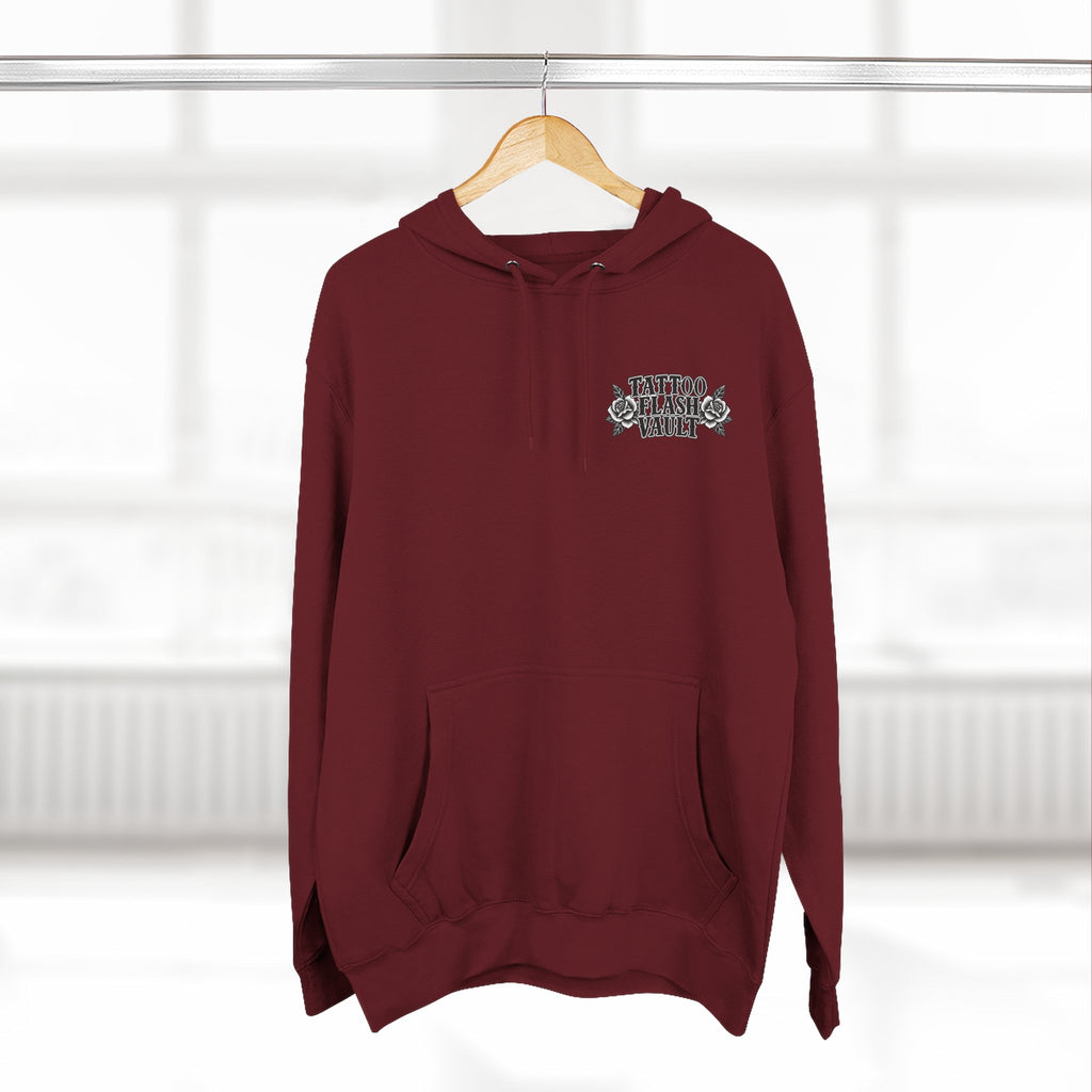 UFO& Black Cat Tattoo Flash Pullover Hoodie (Back Design)