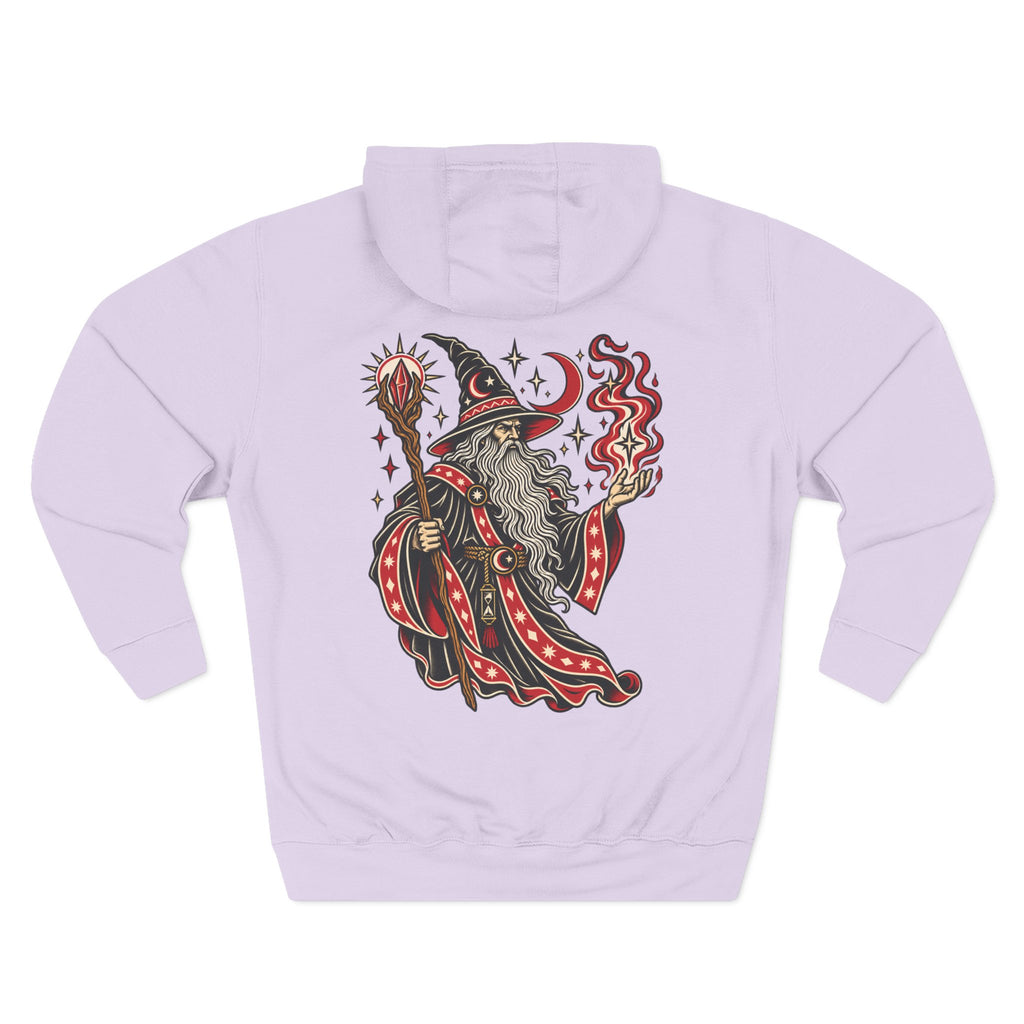 Fire Wizard Tattoo Flash Pullover Hoodie (Back Design)