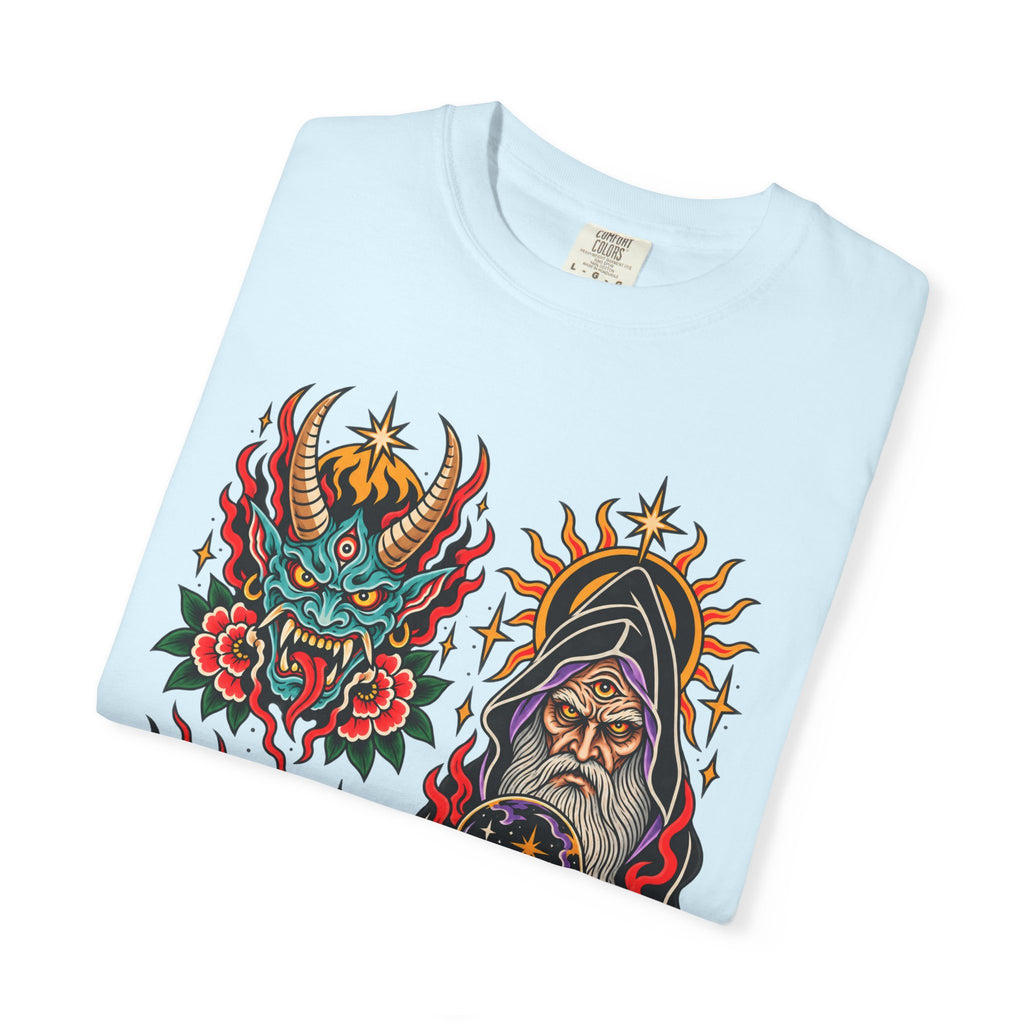 Wizard, Oni and Skull Tattoo Flash T-Shirt