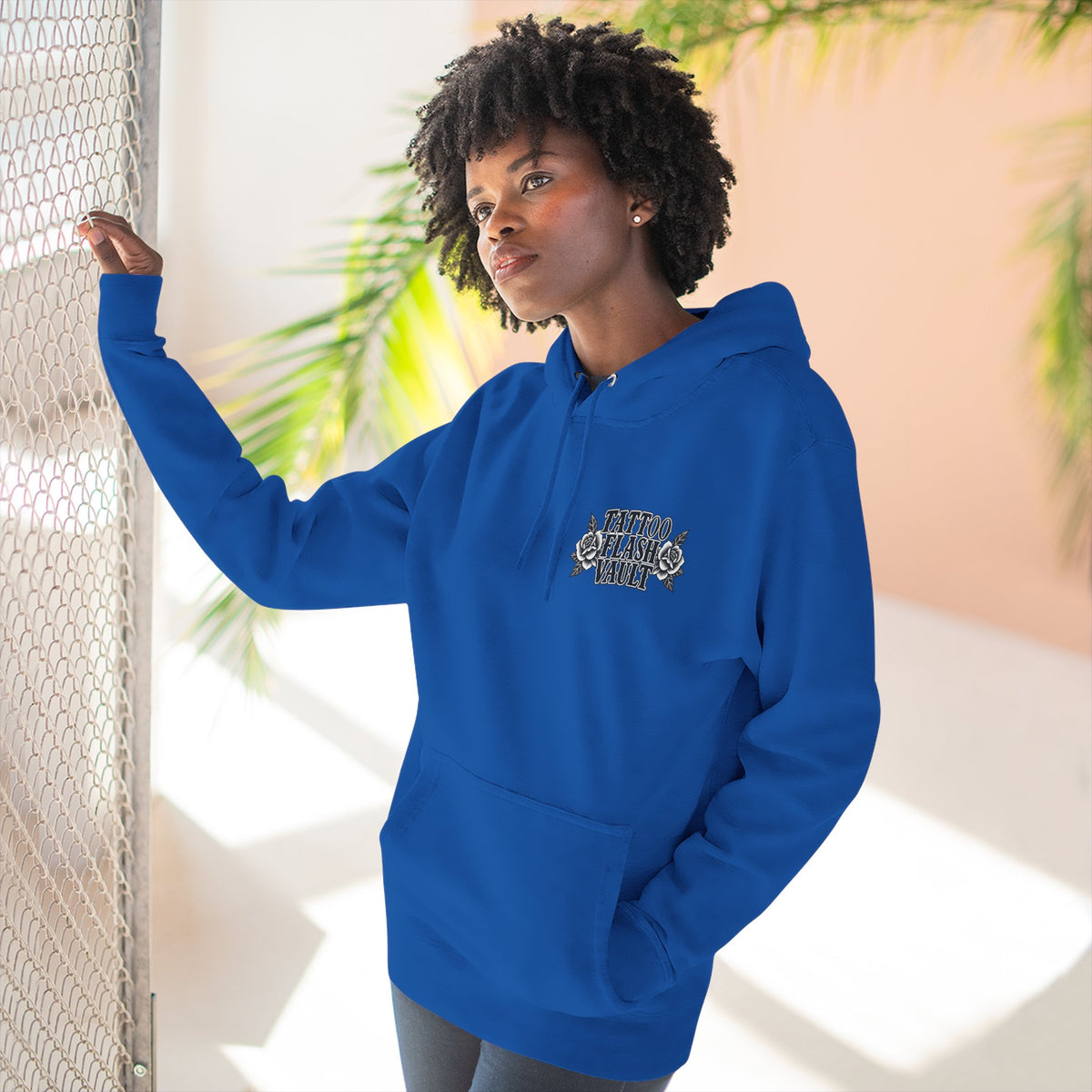 Hourglass & Skull Tattoo Flash Pullover Hoodie (Back Design)