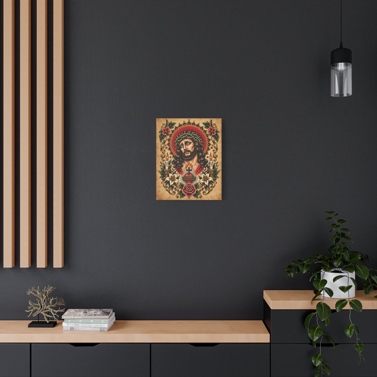 Jesus Christ Tattoo Flash Canvas Wall Art