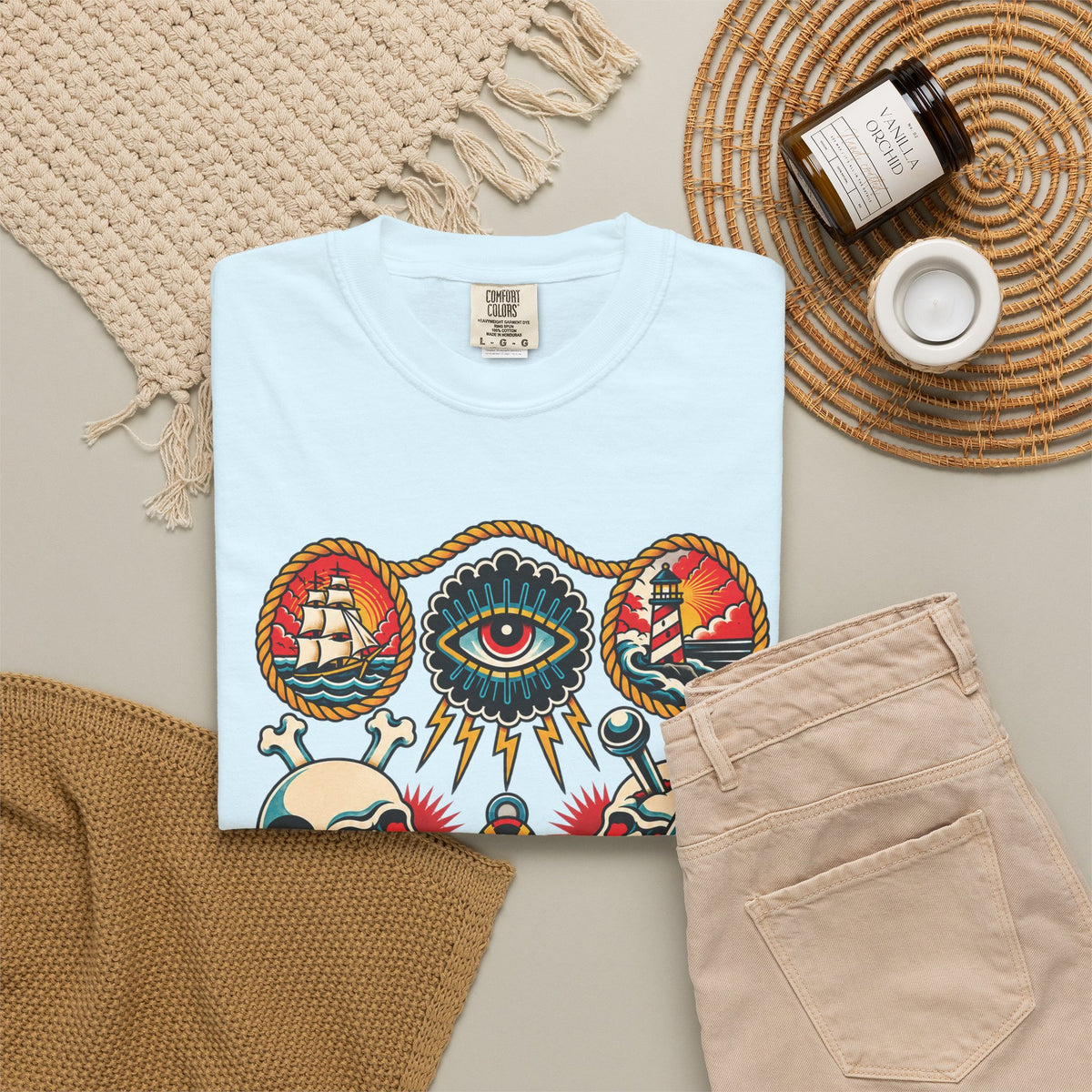 American Traditional Tattoo Flash Sheet T-Shirt