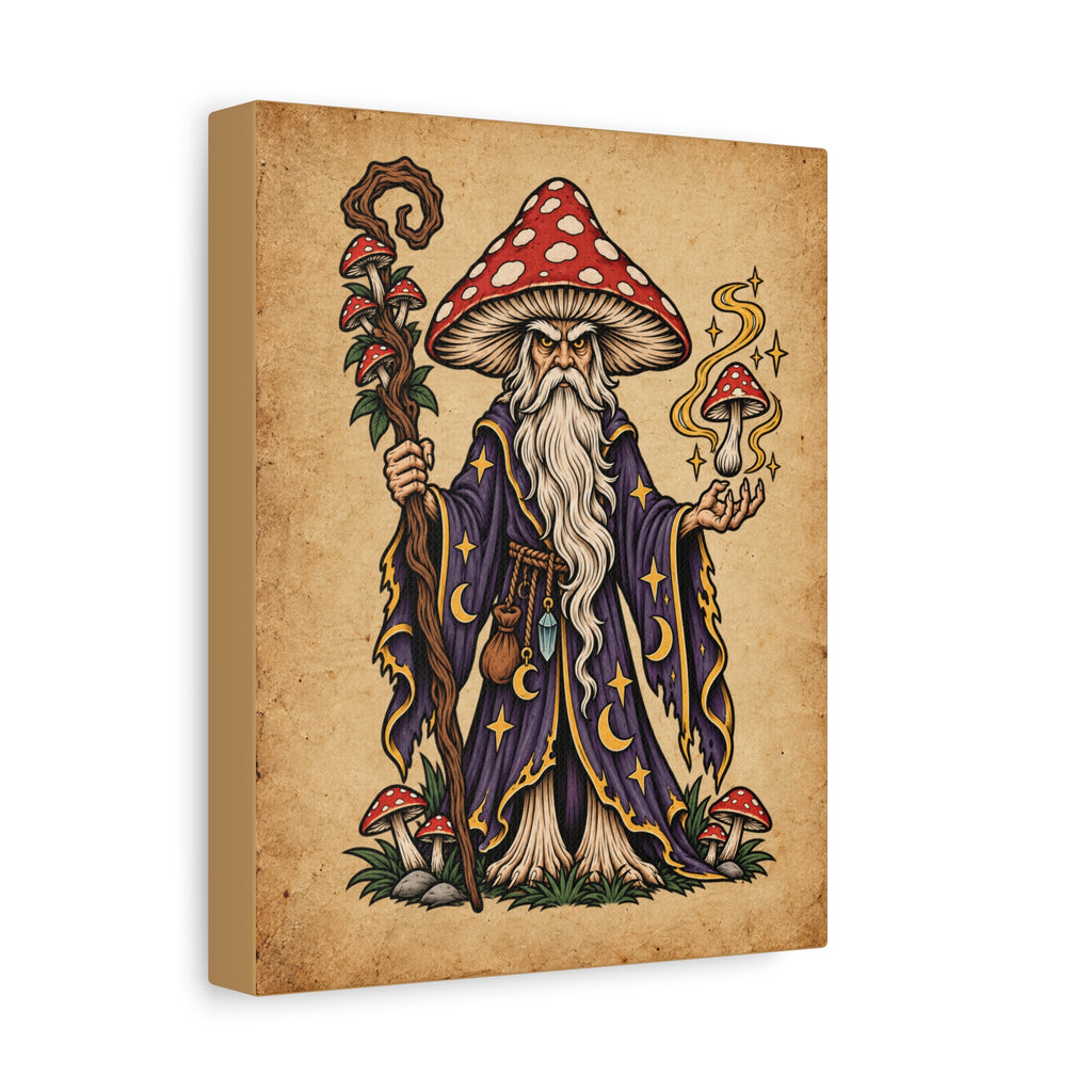 Amanita Mushroom Wizard Tattoo Flash Canvas Wall Art