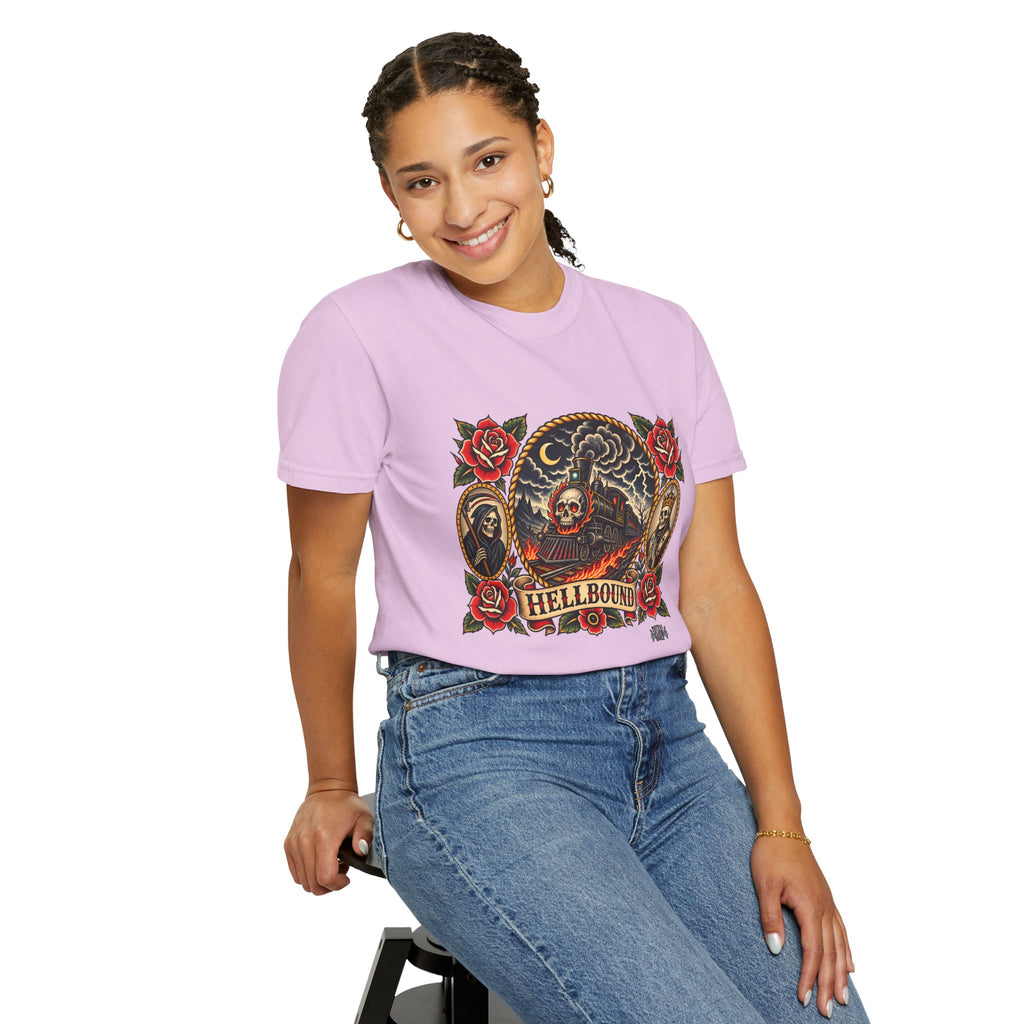 Hellbound Skull Train Tattoo Flash T-Shirt