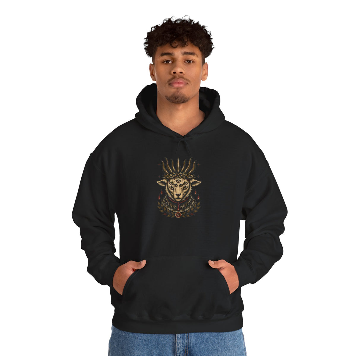 Sacrificial Lamb Hoodie with Revelation 5:6 Scripture Back Print