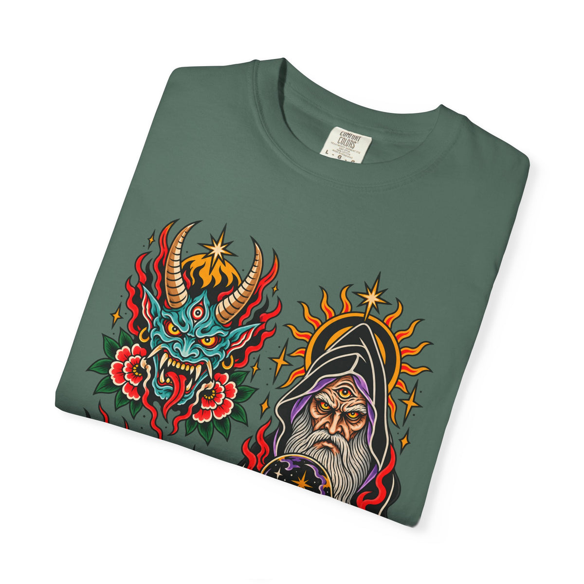 Wizard, Oni and Skull Tattoo Flash T-Shirt