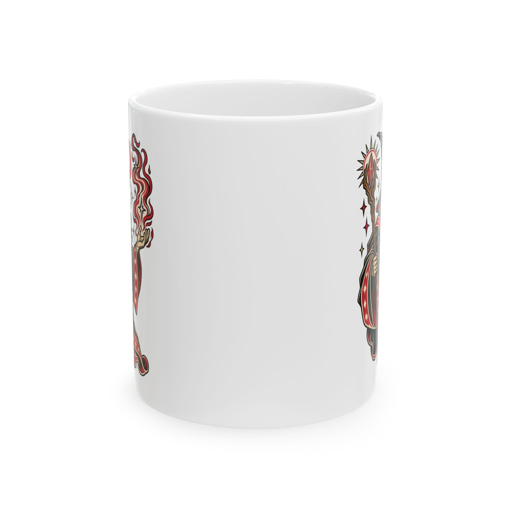 Fire Wizard Tattoo Flash Ceramic Coffee Mug (11oz, 15oz)