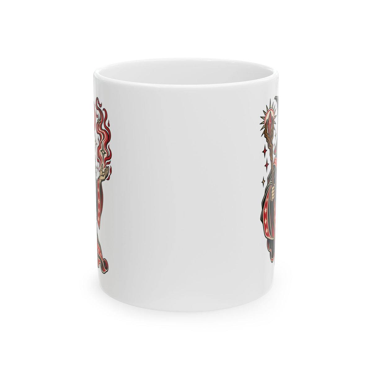 Fire Wizard Tattoo Flash Ceramic Coffee Mug (11oz, 15oz)