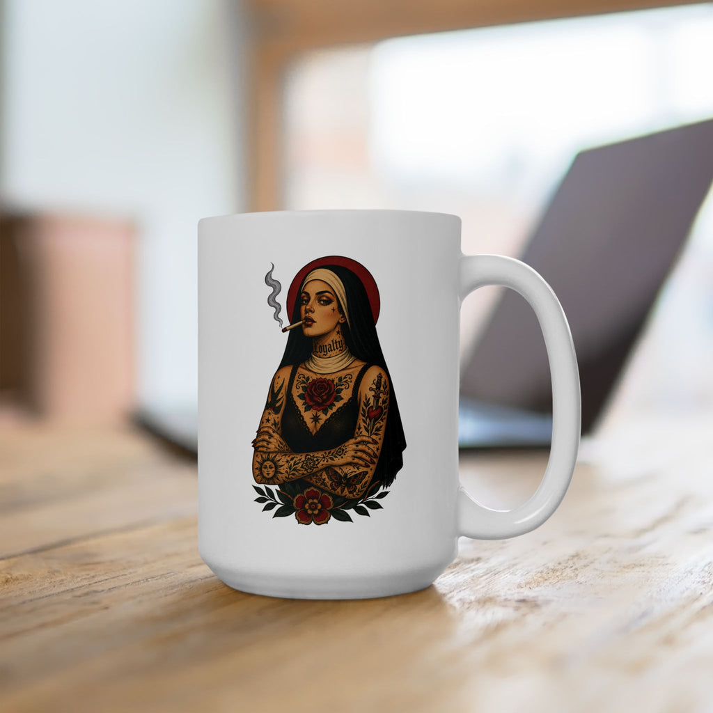 Tattooed Nun Tattoo Flash Ceramic Coffee Cup