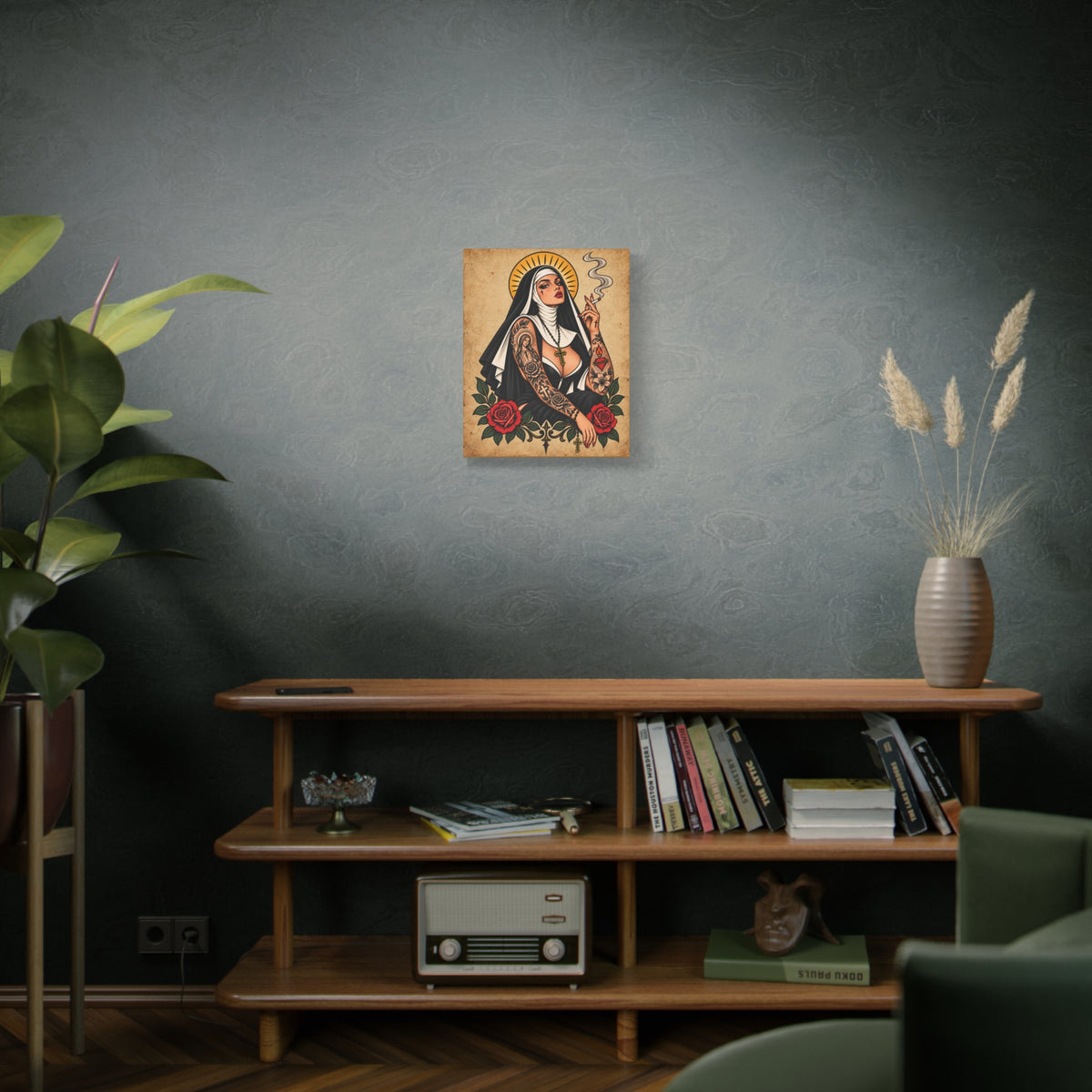 Rebel Nun Tattoo Flash Wall Art