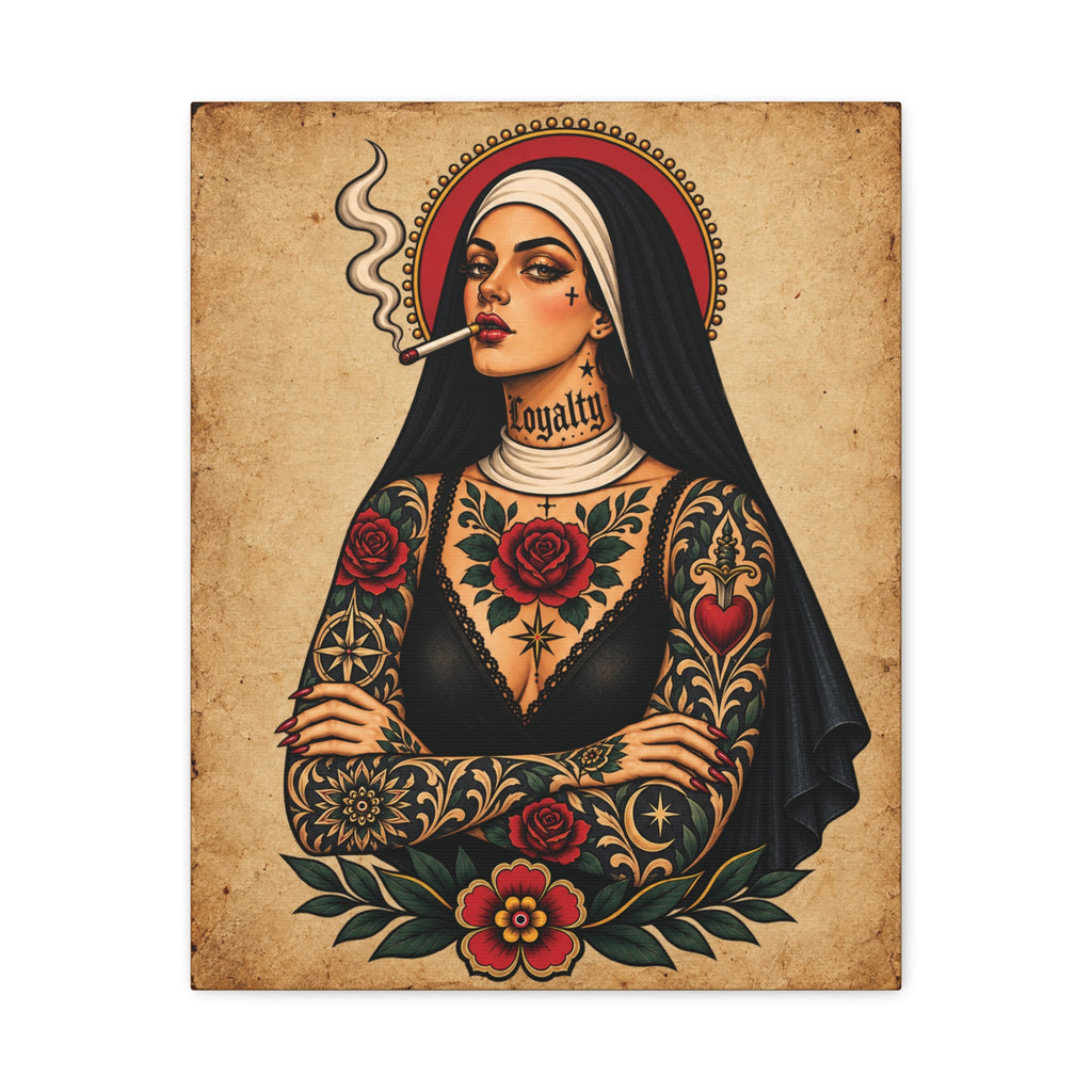 Tattooed Nun Canvas Wall Art