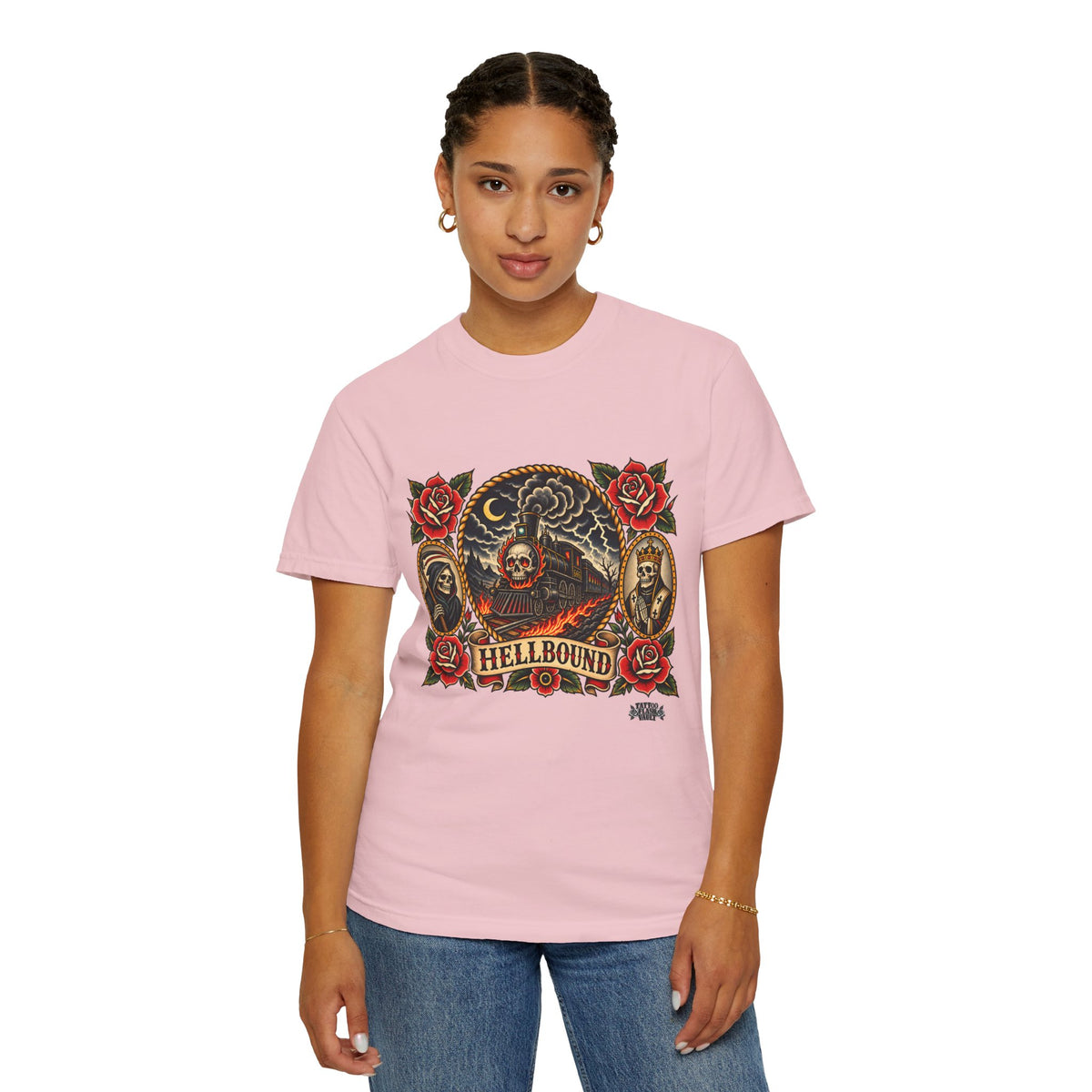 Hellbound Skull Train Tattoo Flash T-Shirt
