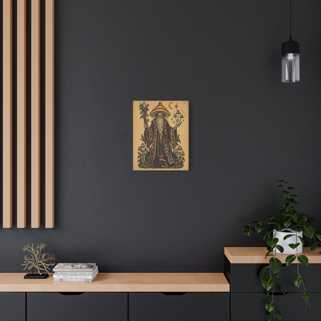 Psilocybin Mushroom Wizard Tattoo Flash Canvas Wall Art