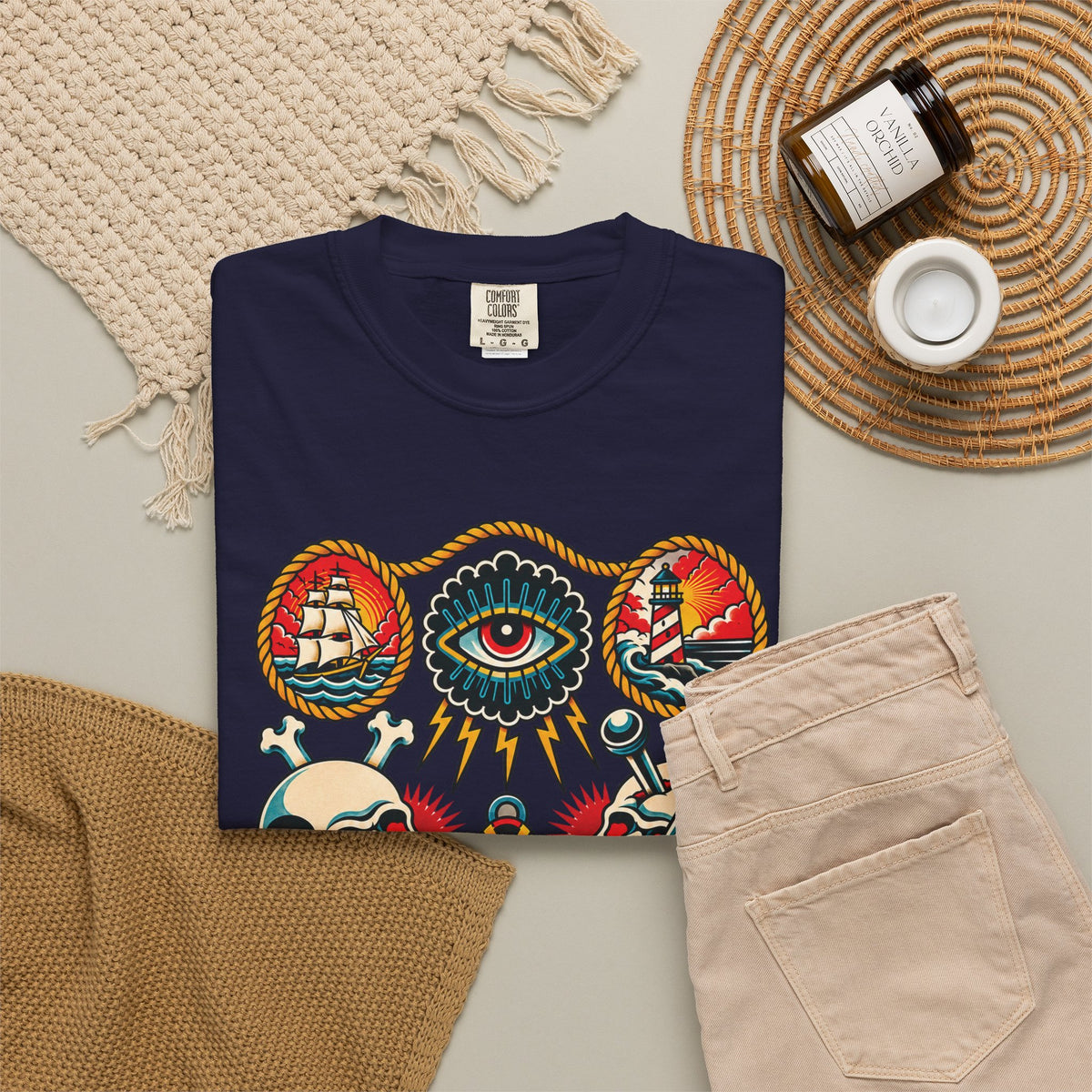 American Traditional Tattoo Flash Sheet T-Shirt