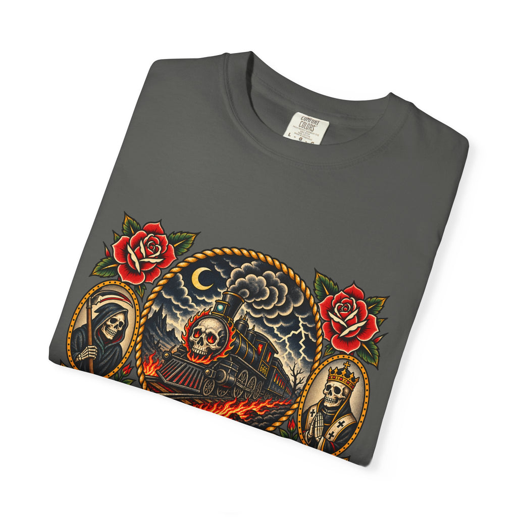 Hellbound Skull Train Tattoo Flash T-Shirt