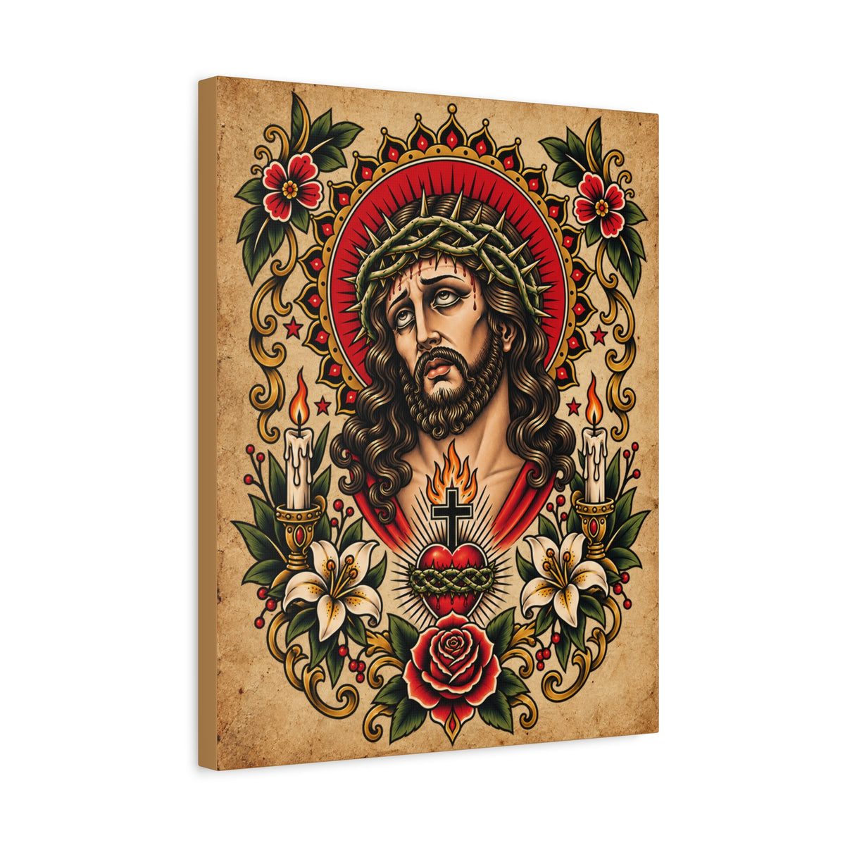 Jesus Christ Tattoo Flash Canvas Wall Art