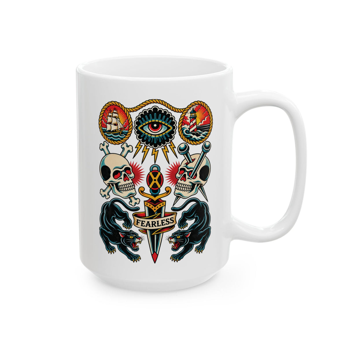 Fearless Flash Sheet Tattoo Flash Coffee Mug (11oz & 15oz)