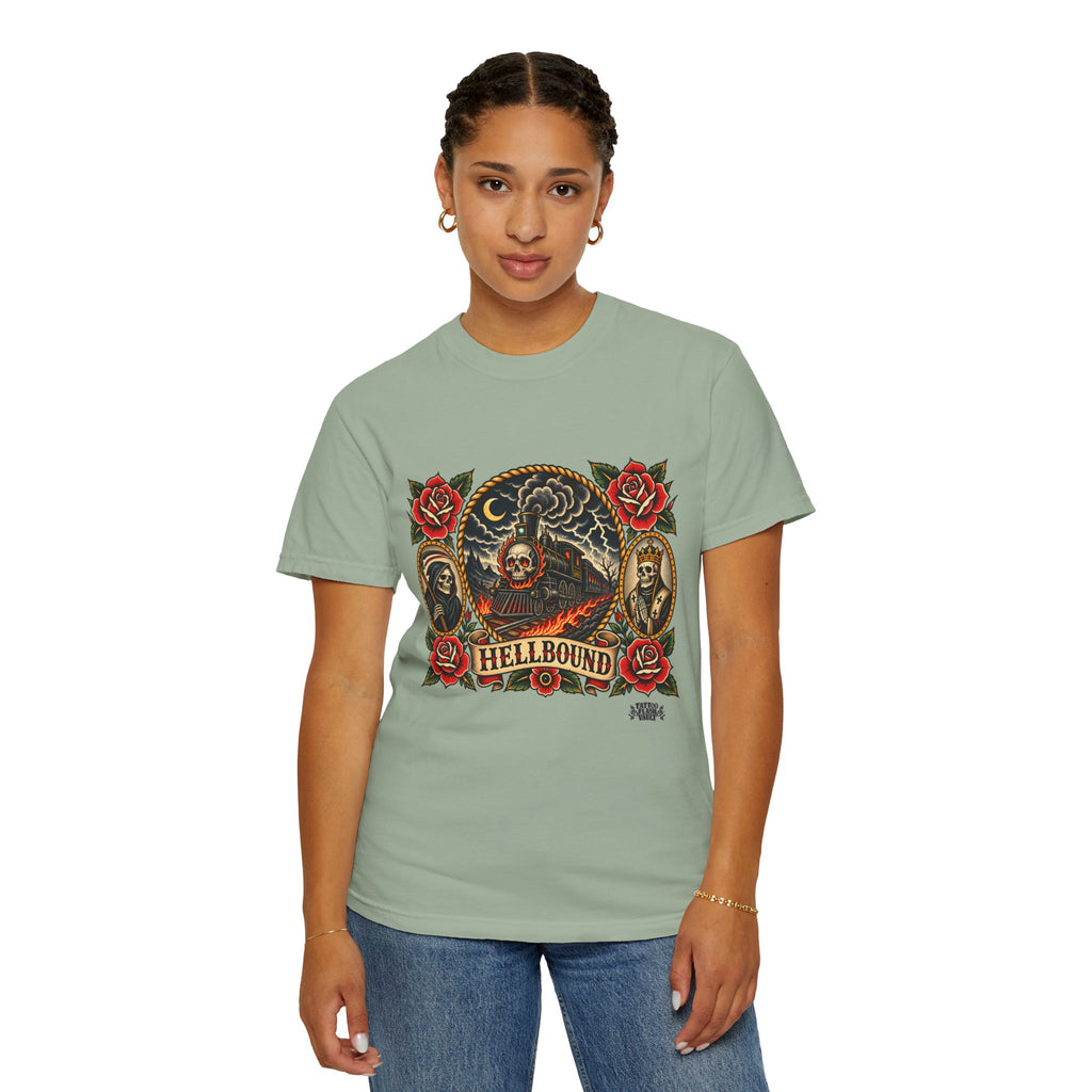 Hellbound Skull Train Tattoo Flash T-Shirt