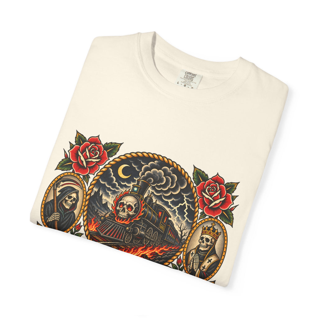 Hellbound Skull Train Tattoo Flash T-Shirt