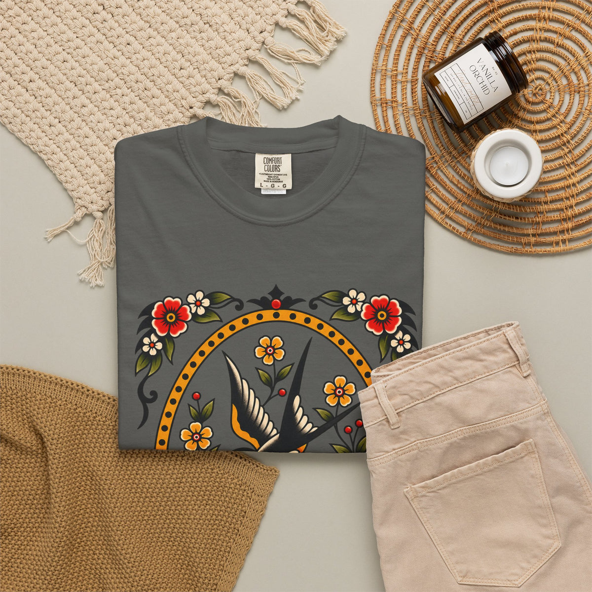 Swallow & Rose Tattoo Flash T-Shirt