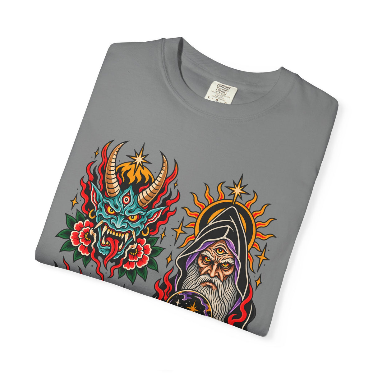 Wizard, Oni and Skull Tattoo Flash T-Shirt