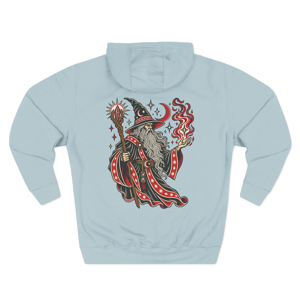 Fire Wizard Tattoo Flash Pullover Hoodie (Back Design)