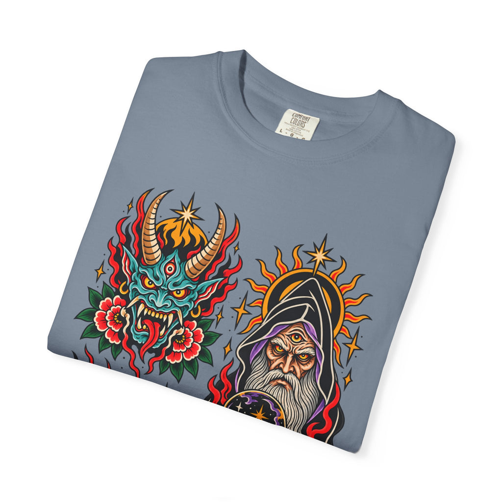 Wizard, Oni and Skull Tattoo Flash T-Shirt