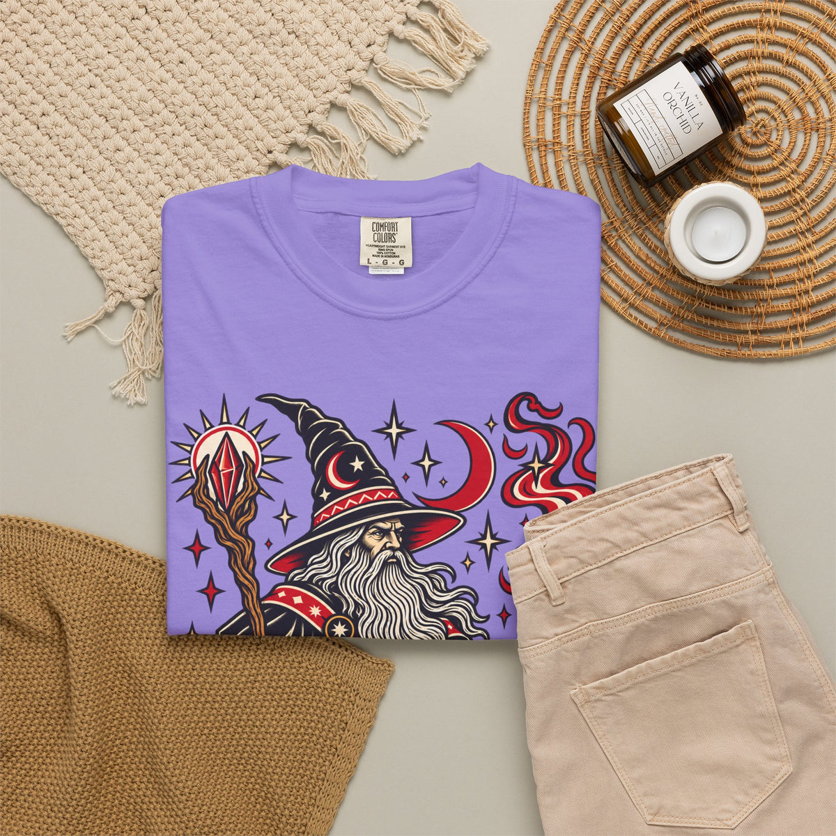 Fire Wizard Tattoo Flash T Shirt