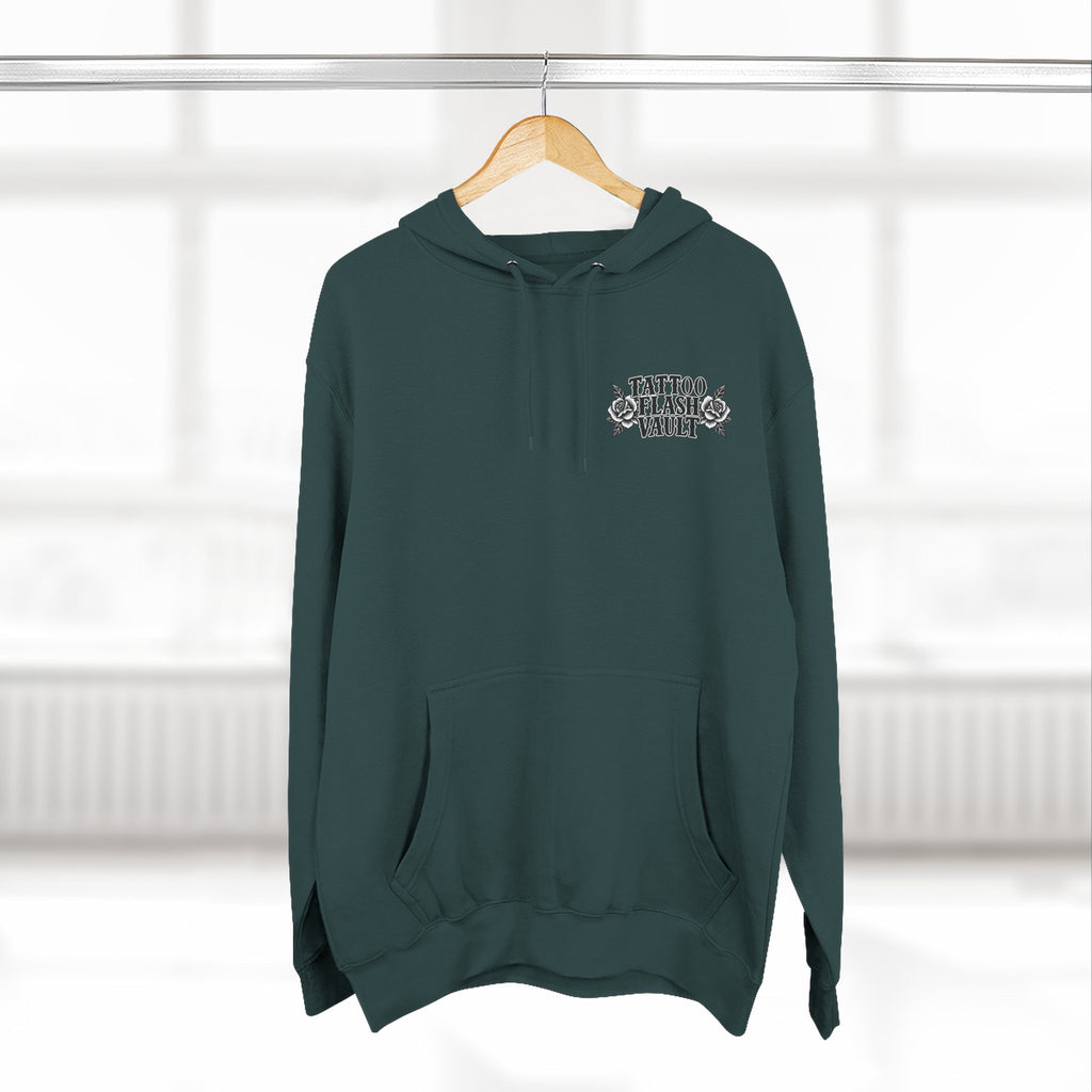 Jesus Cross Tattoo Flash Pullover Hoodie (Back Design)