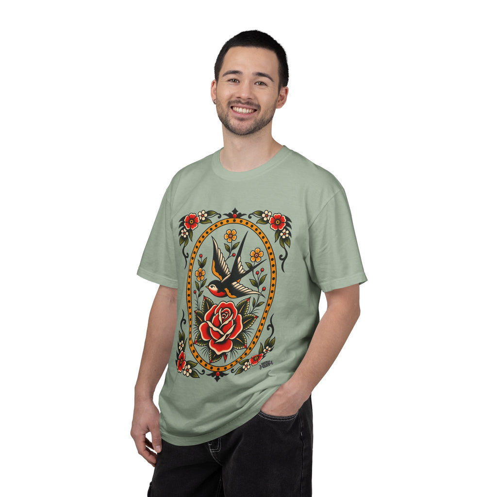 Swallow & Rose Tattoo Flash T-Shirt