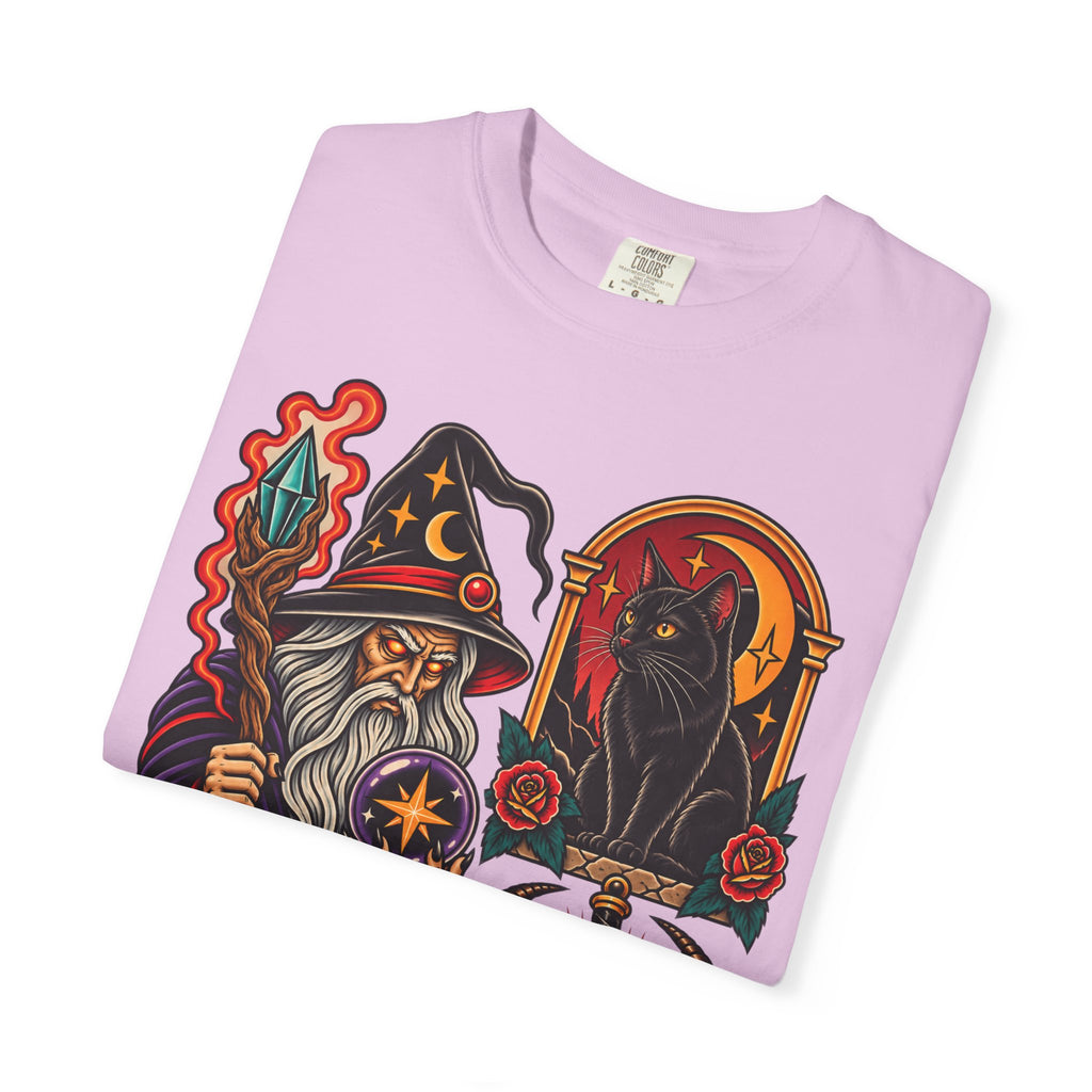 Wizard & Black Cat Tattoo Flash T-Shirt
