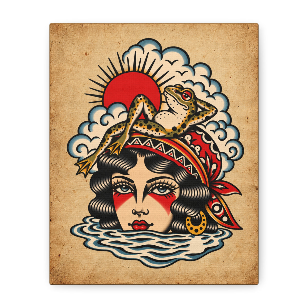 Lady of The Lake Tattoo Flash Canvas Wall Art