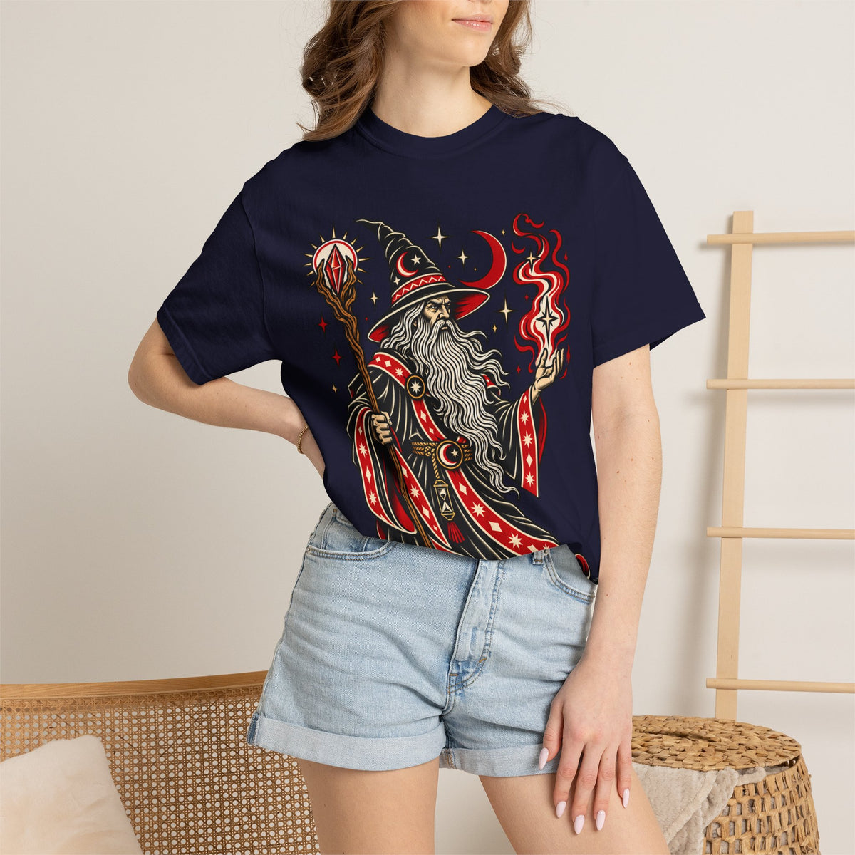Fire Wizard Tattoo Flash T Shirt